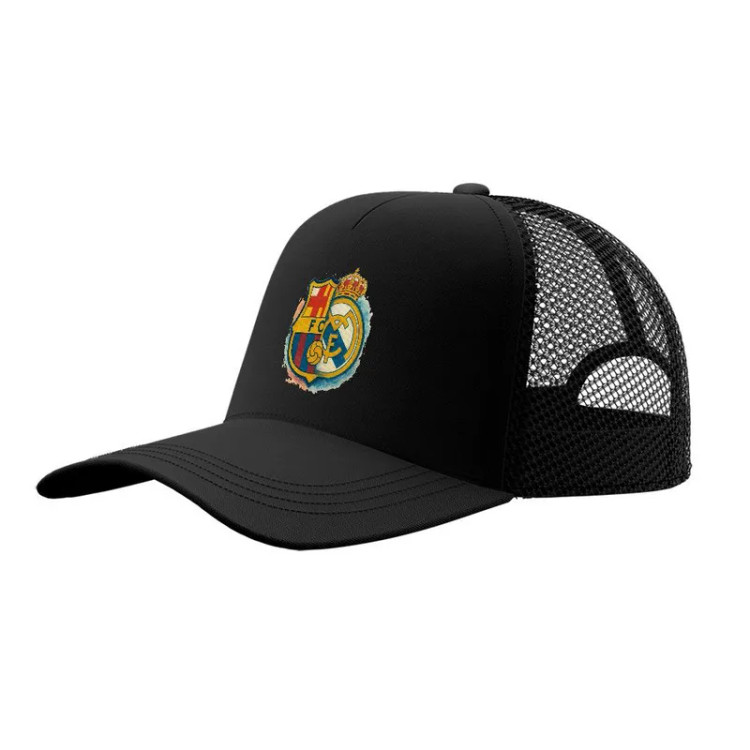 کلاه کپ اسپرت طرح فوتبالی رئال مادرید و بارسلونا جنس کتان قابل تنظیم